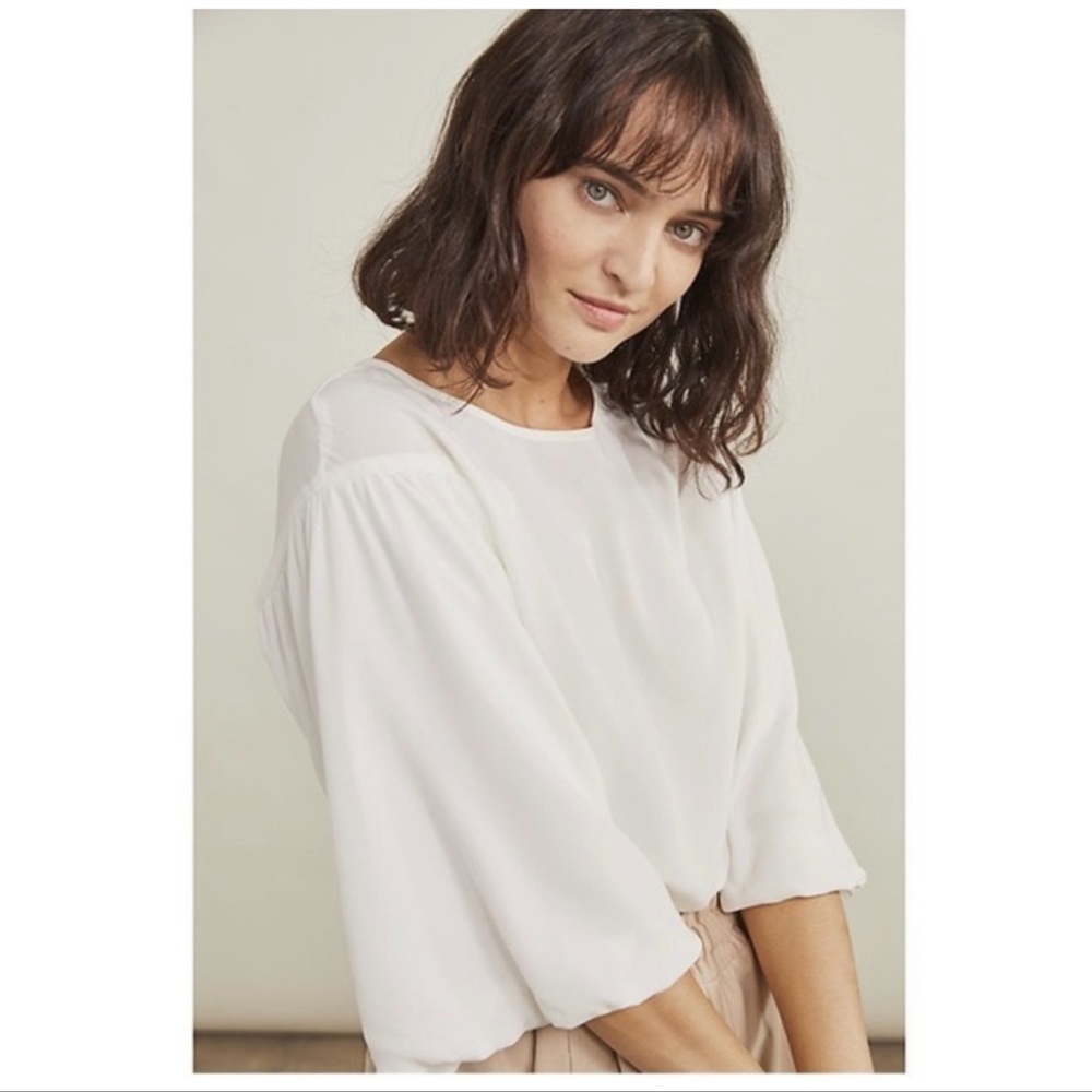 ELIZABETH AND JAMES White Balloon Sleeve Top